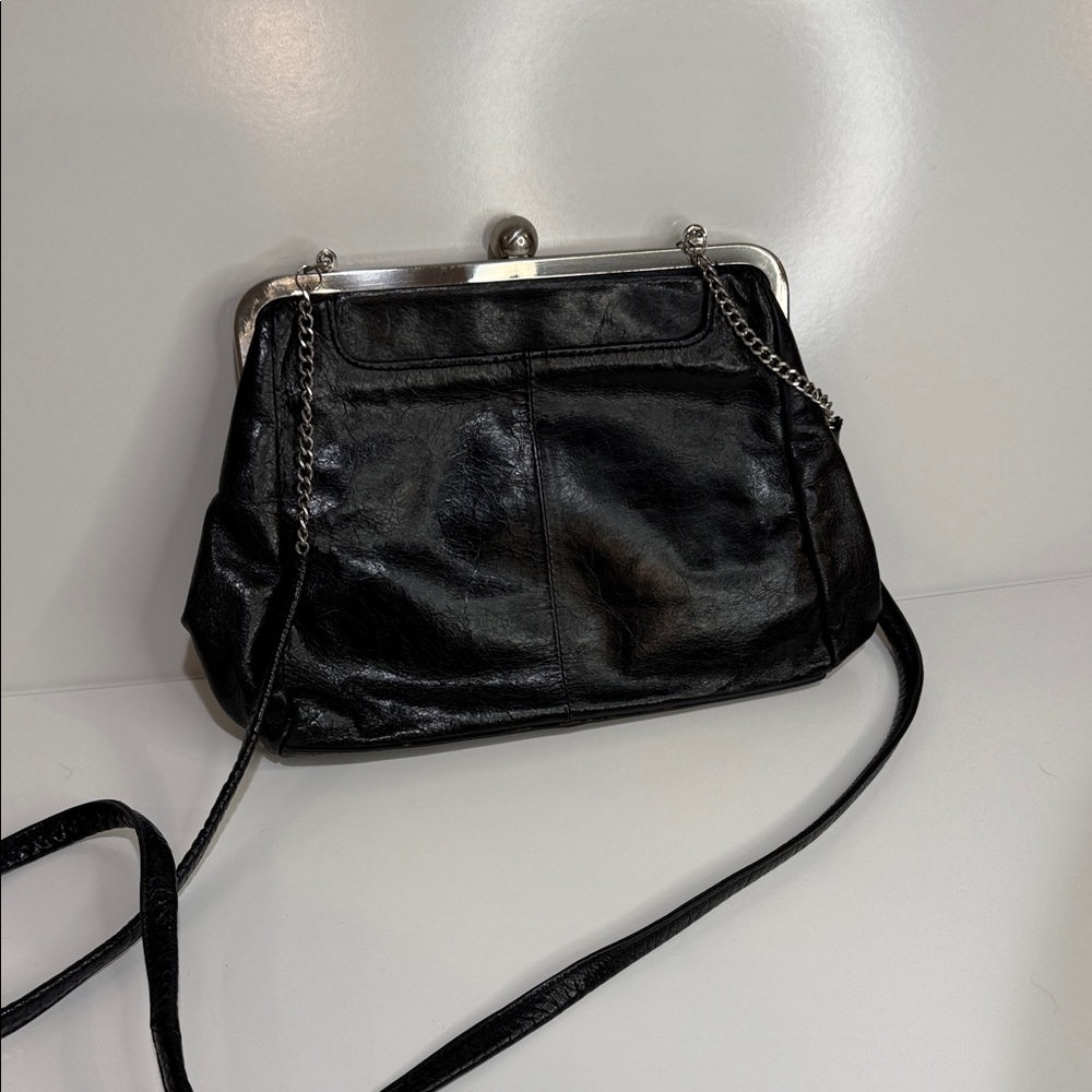 HOBO International Black Leather Crossbody with Top Clasp